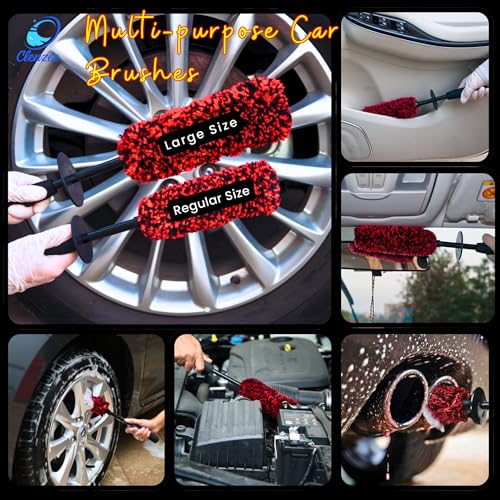 Large Microfiber Wheel Brush for SUVs, RVs & Trucks | Soft Non-Metallic Rim Cleaner Brush with Premium Microfiber Wool | Non-Metallic Wheel Cleaner Brush for Large Size Rim - size: Large