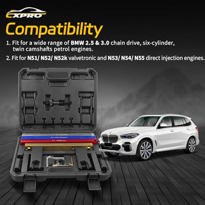 Camshaft Alignment Timing Tool Set, Engine Camshaft Timing Tool for BMW N51 N52 N53 N54 N55 Engine, 2.5/3.0 Chain Drive, Six-Cylinder, Twin Camshafts Petrol Engines