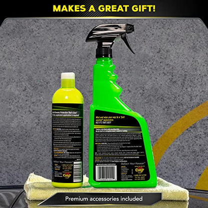 Meguiar's Hybrid Ceramic Wax & Shine Kit - Includes Ceramic Wax and Ceramic Detailer, with Microfiber Clothes and buffing Pads for Cars, trucks, & SUVs
