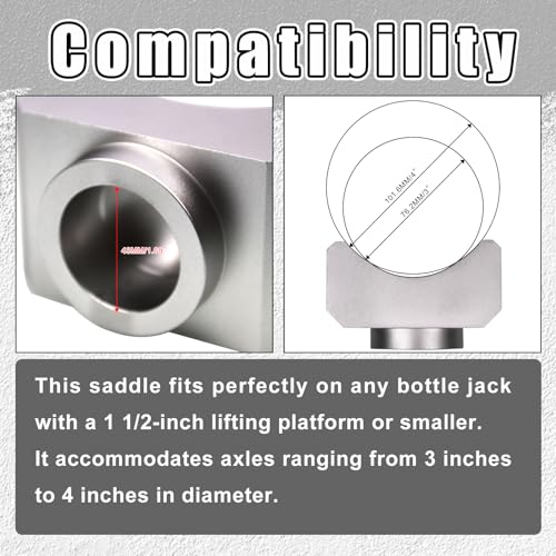 RYANSTAR RACING Lifting Axle Saddle Axle Adapter Compatible with Hydraulic Jack Bottle Jack Floor Jack Silver