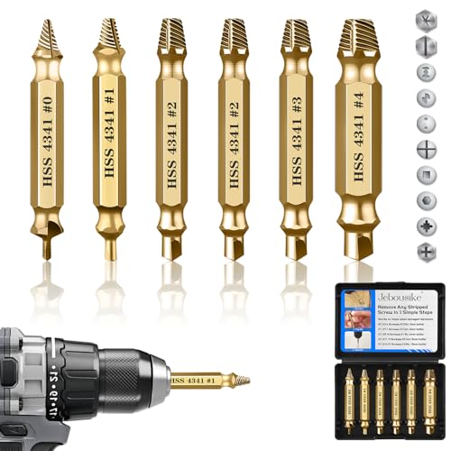 6Pcs Screw Extractor Set – Bolt Remover for Stripped & Rusty Screws | HSS 4341 Steel, 63 HRC Hardness, Fits 3-12mm, Easy 2-Step Use, Durable Case Included, for Mechanics & DIY, Gold - color: Gold
