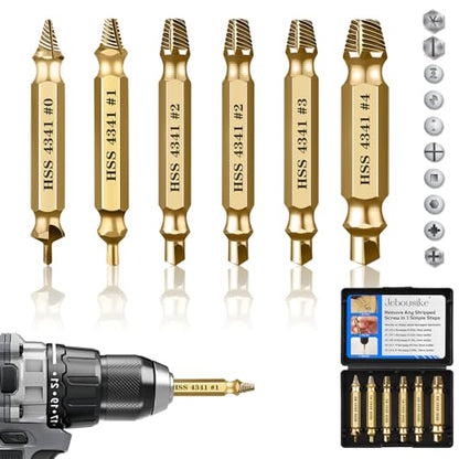 6Pcs Screw Extractor Set – Bolt Remover for Stripped & Rusty Screws | HSS 4341 Steel, 63 HRC Hardness, Fits 3-12mm, Easy 2-Step Use, Durable Case Included, for Mechanics & DIY, Gold - color: Gold