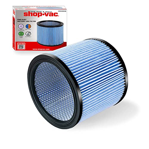 Shop-Vac 90304/90344 Cartridge Filter for 5-16 Gal Wet/Dry Vacuums, 1 Pack | High-Performance, Fits Most 5-16 Gallon Shop-Vac Wet/Dry Vacuums, High-Efficiency Filtration Paper, Washable and Reusable