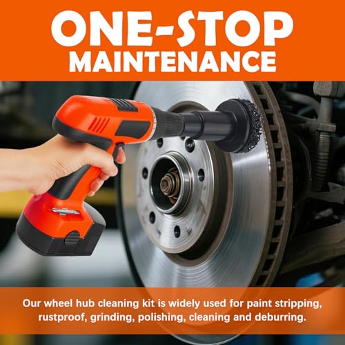 9PCS Wheel Hub Cleaning Tool Kit with Polishing Pads,Wheel Hub Cleaning Kit for Power Drill & 1/2" Impact Wrench,Professional Wheels Stud Cleaner Kits for Car Maintenance - color: 9PCS