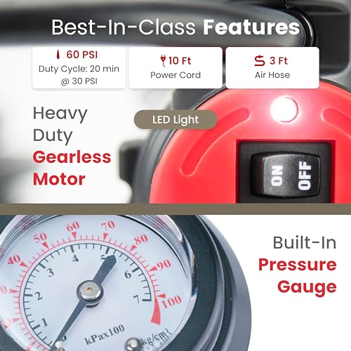 VIAIR 85P - 00085 Tire Inflator Portable Air Compressor for Car, Truck & SUV 12V On/Offroad Tire Pump Air Compressor Portable Heavy Duty 60 PSI, Cigarette Plug, Twist Chuck - size: Twist on Chuck, style: Analog Manual/Twist On