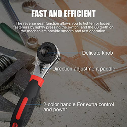 CMTOOL Adjustable Ratchet Wrench Kit for 6-22mm Screw, Portable Adjustable Ratcheting Wrench Set with Non-slip Handle