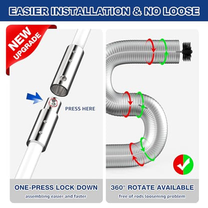 PetOde 42-Feet Dryer Vent Cleaner Kit, Lint Remover，Upgraded Flexible Quick-Snap Brush with Drill Attachment,Extends Up to 42 FEET for Easy Cleaning，Cleaning Tools Use with/Without a Power Drill（New） - size: 41 feet