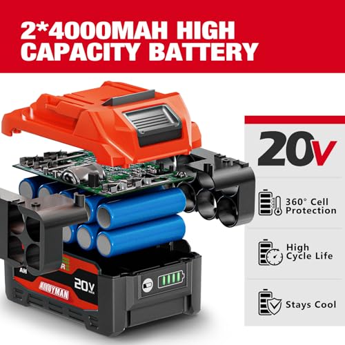 Alloyman Cordless Impact Wrench, 1475Ft-lbs (2000N.m) 1/2 High Torque Brushless Impact Gun, 20V Power Impact Driver, 2*4000mAh Battery,3 Sockets, Brushless Motor Variable Speeds for Car/Truck RV/Mower - style: 1475Ft-lbs /2x Battery