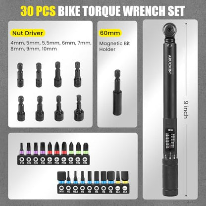 1/4 Inch Drive Torque Wrench, Inch Pound Torque Wrench 20-200 in.lb Precision Bike Torque Wrench with 72-Tooth Reversible Ratchet, Calibration Certificate