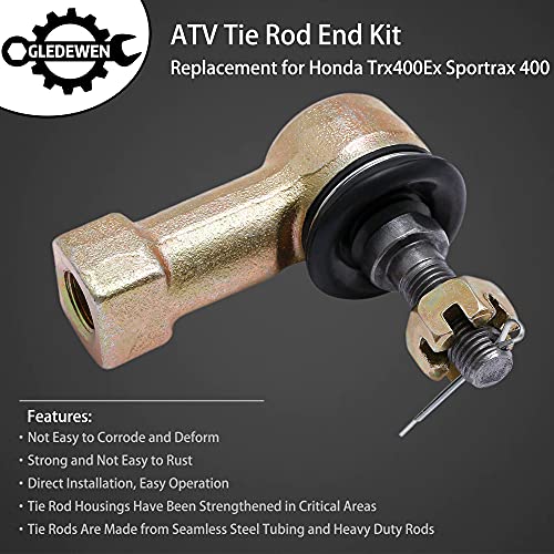 Tie Rod Ends Kit, Compatible With 1999-2008 Honda Sportrax 400, 2009-2014 Honda Trx400X, Ball Joint Set, ATV UTV Part Accessories, 2 Tie Rods and 4 Tie Rod Ends - size: Honda