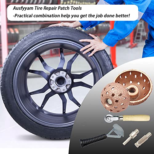 Tire Repair Patch Tools Tire Buffing Wheels 42 mm 55 mm Tungsten Steel Buffing Wheel with Tire Patch Roller Scraping Cutter for Car Tire Grinding Polishing Accessories Kit - size: 42+55mm