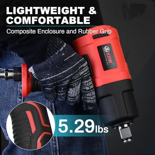 XIIW 3/4 Inch Air Impact Gun, Max Nut-busting Torque 1950 ft-lbs | Heavy Duty 7000RPM 3/4 Air Impact Wrench, Twin Hammer Pneumatic Impact Wrench for Automobile Repair - size: ‎‎3/4 inch | 1950 ft-lbs