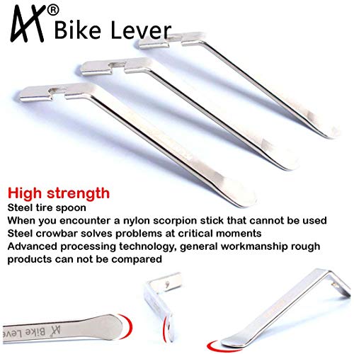 Premium Bicycle Tire Lever Tyre Spoon Iron Changing Tool, Bike Tire Levers Premium Stainless Steel Levers to Repair Bike Tube, Best Tire Changing Tool, Set of 5 - color: 5 Pcs