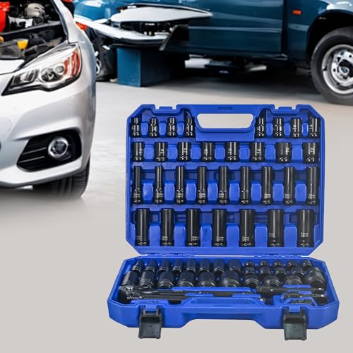 ZenithX 66-Piece Air Tool & Accessories Kit - Black/Blue | Universal Short/Long Sets, Extension Rods, Connectors & Ratchet Wrenches