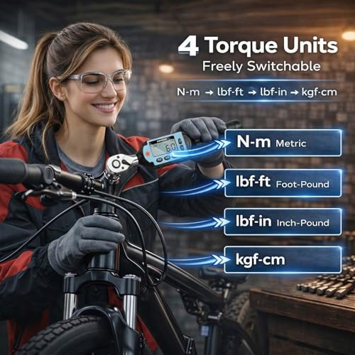 GOYOJO 3/8 Inch Digital Torque Wrench, 1.3–44 ft-lbs/1.8–60 N.m High-Precision Professional Tool for Auto Repair, Bicycle, Motorcycle Maintenance DIY Projects ±2% High Accuracy LED Flash Notification - size: 3/8 drive 1.3–44 ft-lbs