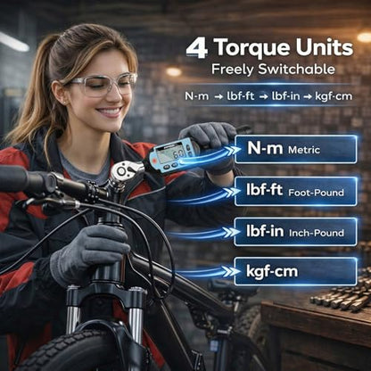 GOYOJO 3/8 Inch Digital Torque Wrench, 1.3–44 ft-lbs/1.8–60 N.m High-Precision Professional Tool for Auto Repair, Bicycle, Motorcycle Maintenance DIY Projects ±2% High Accuracy LED Flash Notification - size: 3/8 drive 1.3–44 ft-lbs