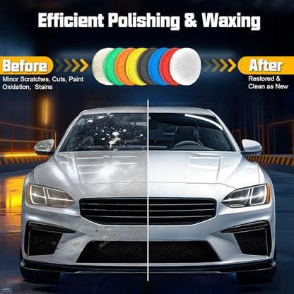 Polishing Pad 7.5 Inch 8 Pcs Foam Buffing Pads Kit with Wool Pads | Complete Cutting, Polishing and Final Finishing Workflow - size: 7.5 Inch