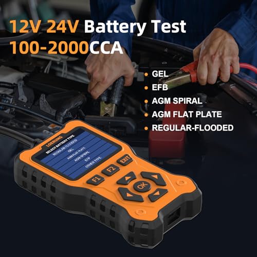Car Battery Tester 12V 24V Load Tester,100-2000CCA Automotive Alternator Tester Battery Analyzer Digital Charg System Scan Tool Crank System Tester for Truck Marine Motorcycle SUV Boat.