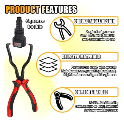 smilfuy Fuel Line Plier, Quick Disconnect Release Removal Tool, Petrol Hose Pipe Clamp Clip with Handle, Universal Fuel Line Clip Removal Plier, Pipe Clip Repair Tool for Most Cars (Red) - color: Red