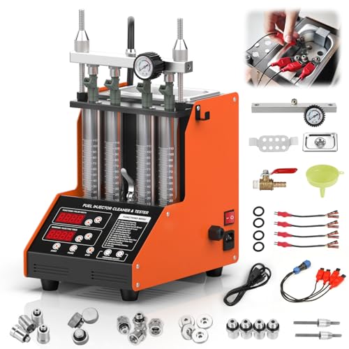 Fuel Injector Cleaner Machine 4 Cylinder Ultrasonic Fuel Injector Cleaner Tester 9 Test Modes Auto Fuel Injector Cleaner Tester Kit for 5V&12V Motorcycle Car Injectors