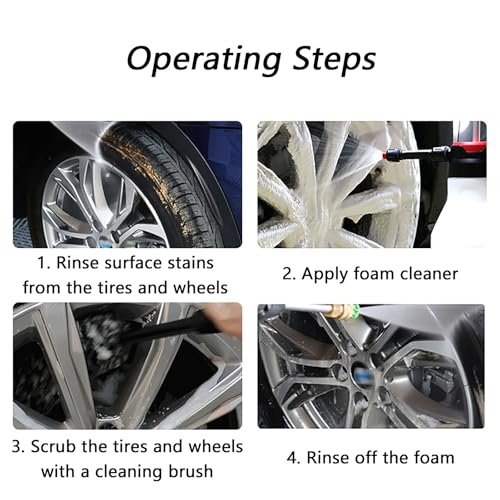 Wheel Barrel Brush, Rim Cleaner Brush, No-Scratch, Extended Handle Design, for Wheels, Rims, Small Slots & Brake Dust Crevices