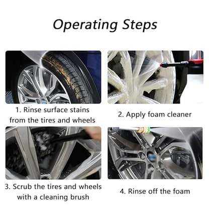 Wheel Barrel Brush, Rim Cleaner Brush, No-Scratch, Extended Handle Design, for Wheels, Rims, Small Slots & Brake Dust Crevices
