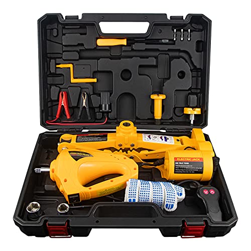 E-HEELP 3 Ton Electric Car Jack, 12V Automatic Scissor Lift Floor Jack with Impact Wrench Kit for Sedans, Lifting Range 4.72-14.57 Inches, 6600 lbs Load Capacity - color: 3T with Wrench