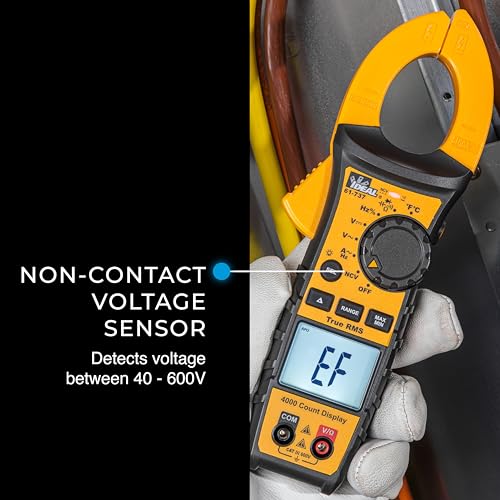 IDEAL INDUSTRIES INC. 61-737 Digital AC Clamp Multi Meter 400 Amp 600-Volt, Red Electrical Clamp Meter, CAT III 600V | 0–400A AC, 0–600V AC/DC, TRMS, NCV, Diode Testing, Backlit Display, Probe Holder