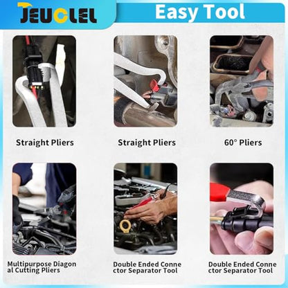 4PCS Electrical Disconnect Pliers, Electrical Connector Separator | Auto Pliers, Hose Clam, Terminal Removal, Fuel Line Disconnect, Diagonal Cutting Pliers, ‌Electrical Plug Pliers‌ Tool‌ Kit - size: 4Pcs（Black）