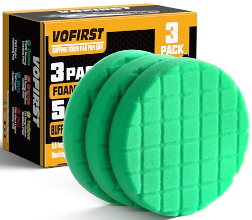 Polishing Pad 5.5 Inch, 3Pcs Green Heavy Cut Foam Buffing Pads for Car Buffer Polisher, Compounding, Polishing and Waxing - color: Green, size: 5.5 - Inch