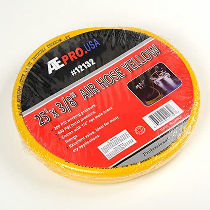 ATE Pro. USA - 19 pc Air Compressor Accessory Kit with 3/8 Inch x 25FT Hybrid Hose, 1/4 Inch NPT Quick Connect Fittings, Air Blow Gun, Tire Gauge, Wire Brush, and High Pressure Nozzle