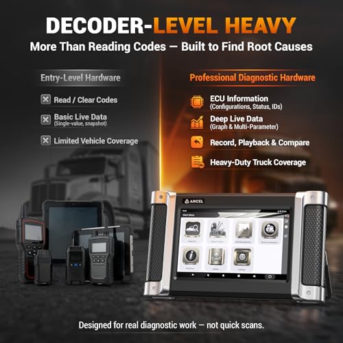 ANCEL HD8000 Heavy Duty Truck Diagnostic Scanner, Advanced Diesel Scanner with DPF Regen, Idle & Speed Limit Adjustment, Full-System ECU Diagnostics, Lifetime Free Updates - style: HD8000
