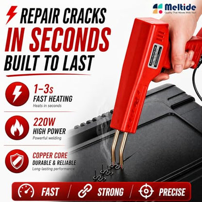 Upgraded 220W Plastic Welder Kit for Car Bumper Repair, 2-in-1 Hot Stapler & Plastic Welding Gun, Fix Cracked Plastic in Seconds, with1000 Staples &100 Welding Rods, Easy DIY Automotive Repair tool - color: Red