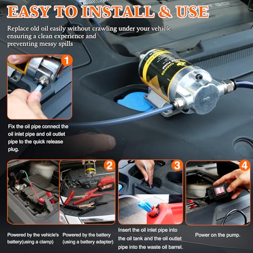 12V/24V 100W Portable Oil Extractor Pump Set, All-in-One Oil Transfer Pump with Red Battery Adapter Compatible with Milwaukee M18 18V Battery, Fluid Transfer for Home Business Farm Boat - color: SET 01+Red battery adapter