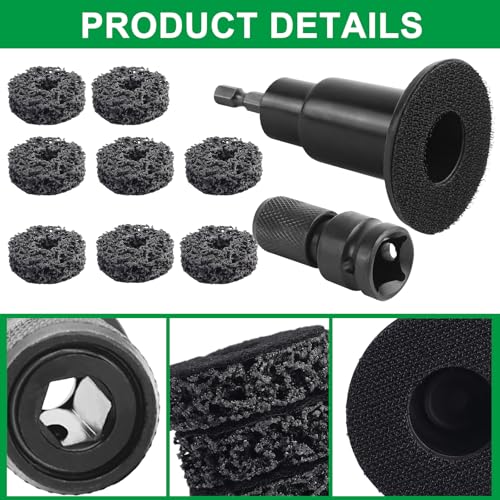 FLYPIG Wheel Hub Cleaning Tool, Wheel Stud Cleaner Resurfacing Tool Kit | Stud Removal Tool With 8 Pads, Quick Rust Removal On Lug Studs And Brake Rotors, For 1/2" Driven Wrenches Or Electric Drills