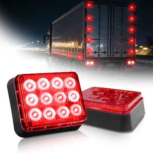 2PCS Magnetic Red Strobe Lights, Emergency Flashing Hazard Lights for Trucks Cars Vehicles, Safety Caution Beacon Rechargeable Battery Powered Wireless Warning 12 Led Light - color: Red