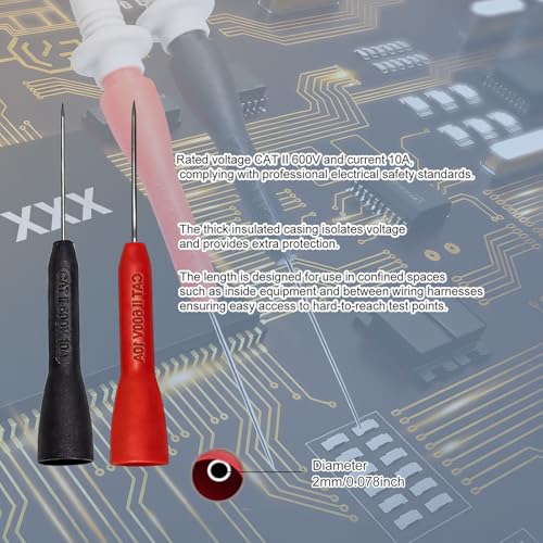 Multimeter Leads Kit, 49-Inch Silicone Test Leads, CAT III 1000V 20A | Premium probe accessories; gold-plated tips; alligator clips; 0.8 mm back probes; fits Fluke, AstroAI and Klein meters