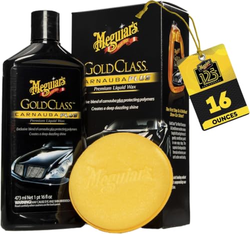 Meguiar's Gold Class Carnauba Plus Premium Liquid Wax Kit,Car Detailing Kit with a Pure Carnauba Wax Blend & Foam Applicator Pad for Keeping Glossy Paint Protected Like a Pro,16 Oz Bottle(Pack of 6) - size: 16 Fl Oz (Pack of 6)