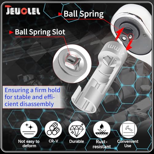 9PCS 10-22mm 3/8" 1/2" Diesel Injector Fuel Line Socket Wrench Set | Flare Nut Socket, Fastener Bent Pipes, Wired Temperature Sensors, EGT Sensor, Thermo Switches, ABS Tubes, Strut Nut Extractor