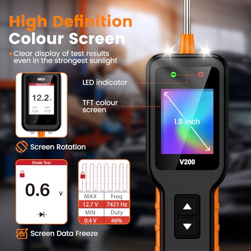 V200 Upgrade Automotive Circuit Tester, 12-24V Electrical Short Open Breaker Circuit Finder, Auto Power Circuit Probe Tester, Car Fuse Tester, 16.4Ft(5M) Cable - color: V200-Black