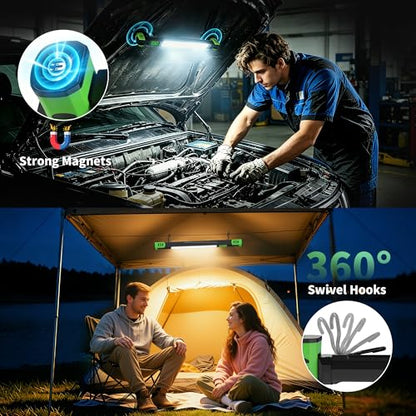 Underhood Magnetic Work Light for Mechanics, 4 Modes 2700K-6500K LED, 7800mAh 12H Battery, IP65 Waterproof, USB-C Rechargeable Hood Light for Car Repair/Garage/Emergency (Green) - color: Green
