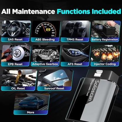 KINGBOLEN Soloscan for BMW/Mini/Rolls-Royce OBD2 Scanner Bluetooth, Bidirectional Test Diagnostic Scan Tool with All Resets, Full Systems Car Code Reader for Android & iOS, No Subscription Fees