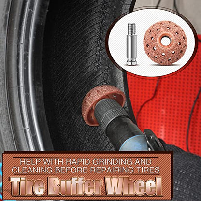 Tallew 2 Pieces Tire Patches Tools, Tire Patch Roller and Tire Buffer Wheel, Tire Repair Grinding Head Buffing Wheel for Air Tire Buffer (42 mm)