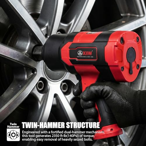 1 Inch Air Impact Wrench, 2,350ft-lbs Torque, 5,500RPM 1 Inch Impact Gun | 8.5 lbs Lightweight Twin Hammer Pneumatic Impact Wrench for Automobile Repair - size: 1 Inch | 2350 ft-lbs