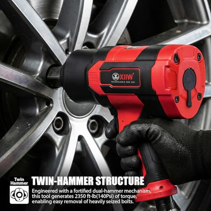 1 Inch Air Impact Wrench, 2,350ft-lbs Torque, 5,500RPM 1 Inch Impact Gun | 8.5 lbs Lightweight Twin Hammer Pneumatic Impact Wrench for Automobile Repair - size: 1 Inch | 2350 ft-lbs