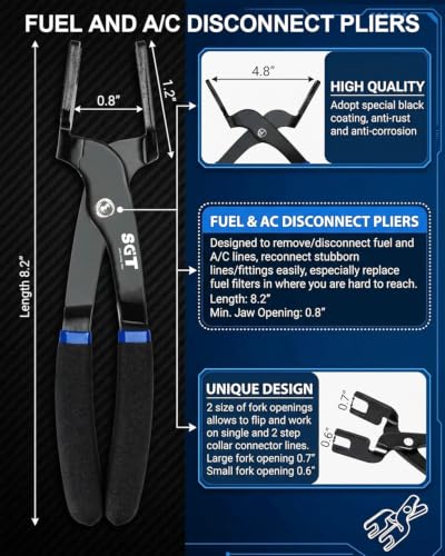 SGT 27pc Master Quick Disconnect Tool Kit, Fuel Line Disconnect Tool Set with Fuel and AC Disconnect Pliers,Fuel Line Removal Tool Set for AC Fuel Line System