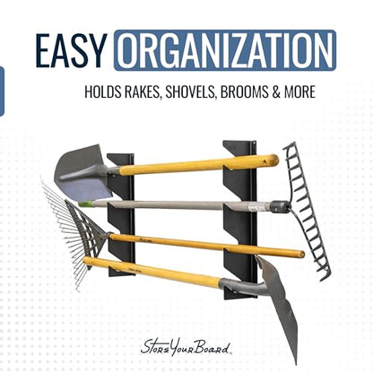 StoreYourBoard Shed Tool Organizer Wall Mount, Garage Organization, Garden Tool Organizer for Shovels and Rakes, Solid Steel Holds 100 lbs