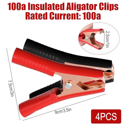 Battery Charger Clamps, 100A Insulated Battery Cable Clamps, Heavy Duty Alligator Clips Replacement, Metal Spring Loaded Jumper Clip for Car Automotive Vehicle Boat Charging and Testing Batteries