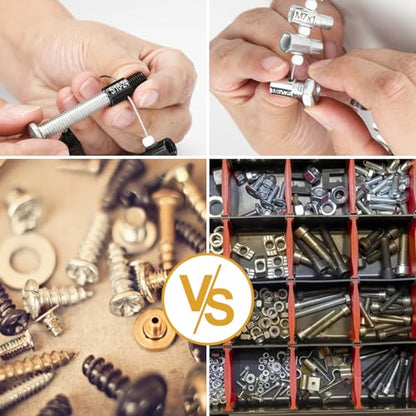 Nut and Bolt Thread Checker 28 Male/Female Thread Gauges (15 SAE/Inch & 13 Metric) Nut and Bolt Thread Size Checker Thread Identifier Gauges for Quickly Identify and Verify - size: 28 Gauges - 15 Inch & 13 Metric