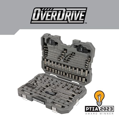 CRAFTSMAN OVERDRIVE 121-Piece Gunmetal Chrome Mechanics Tool Set, Standard SAE/Metric Socket Set, with Hard Case (CMMT99121L)
